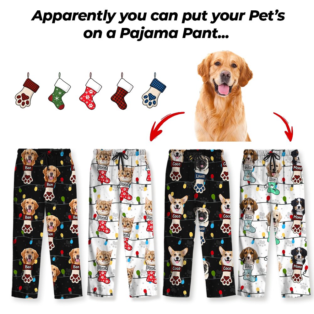 Custom Face Photo With Christmas Light Pajamas - Family Pajamas Set - Matching Christmas Lights Pattern