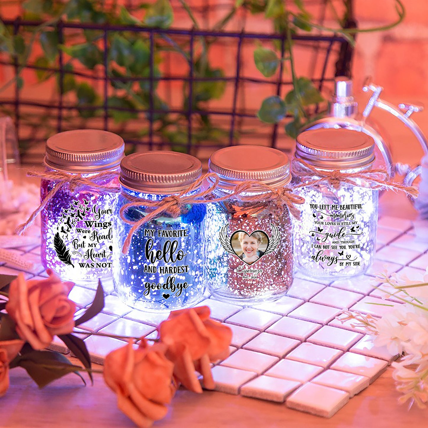 I am Always With You Memorial Jar Light - Personalized Mason Jar Light