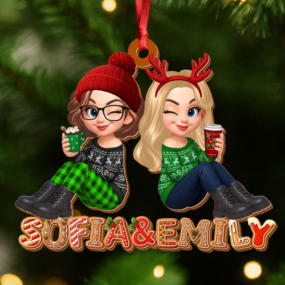 Custom Besties Name Wood Ornament - Wood Ornament 2 Layered