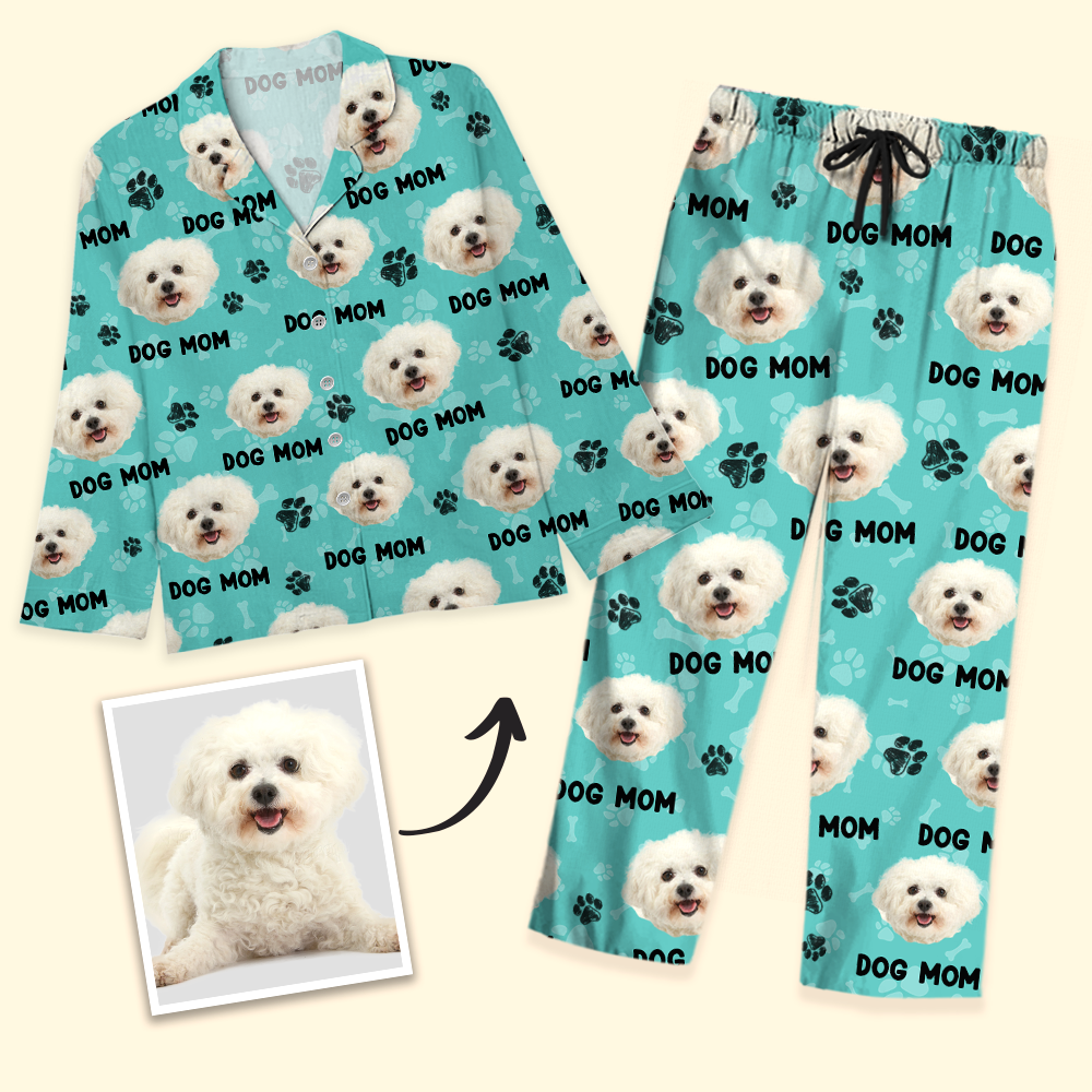 Custom Photo Name Dog Cat Flannel Pajamas - Personalize Christmas Pajama SleepShirt