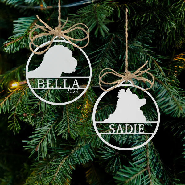 Personalized Pet Shape Metal Ornaments - Custom Dog Christmas Tree Ornaments - Stainless Steel Ornament