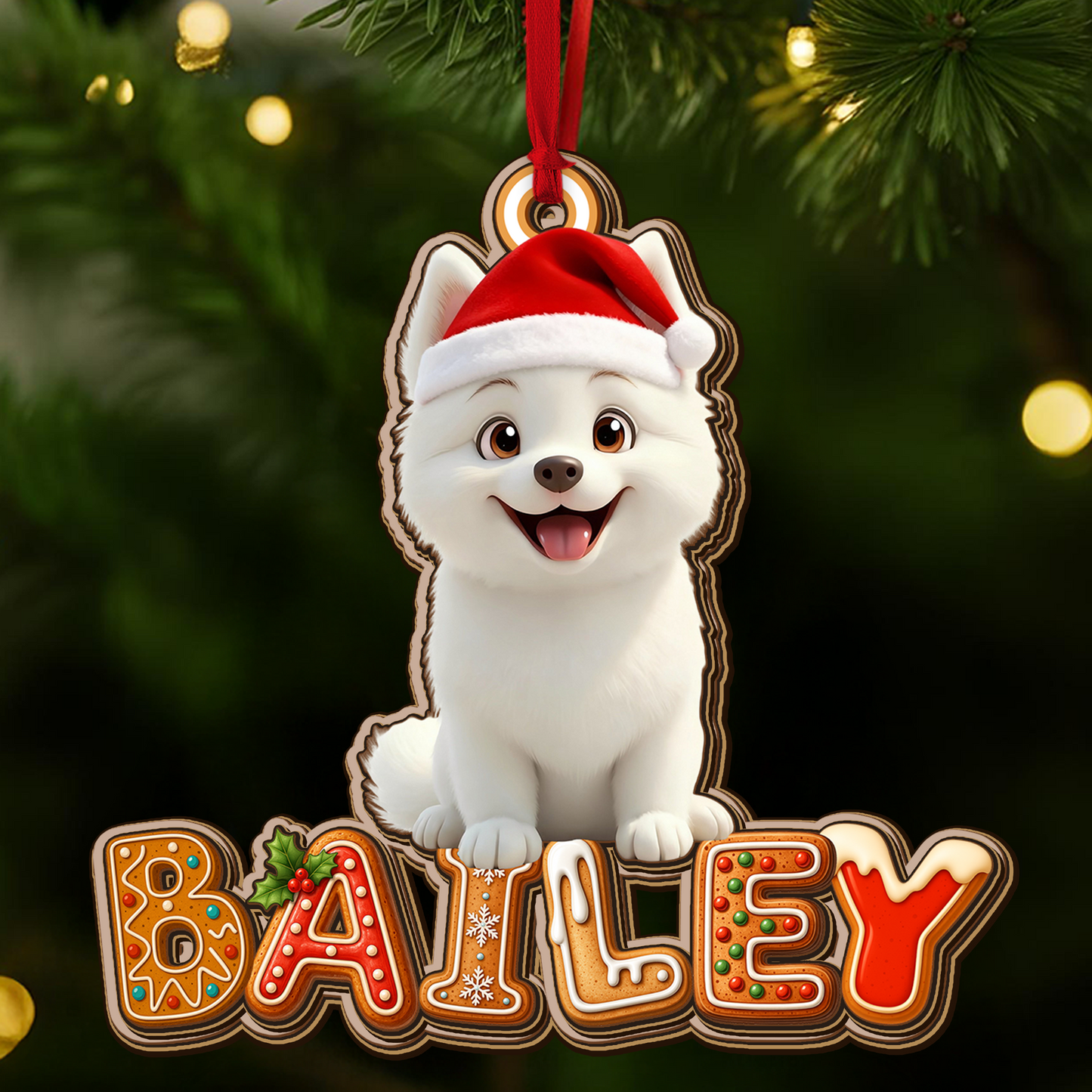 Custom Dog Name Cookies Alphabet Merry Christmas - Wood Ornament 2 Layered