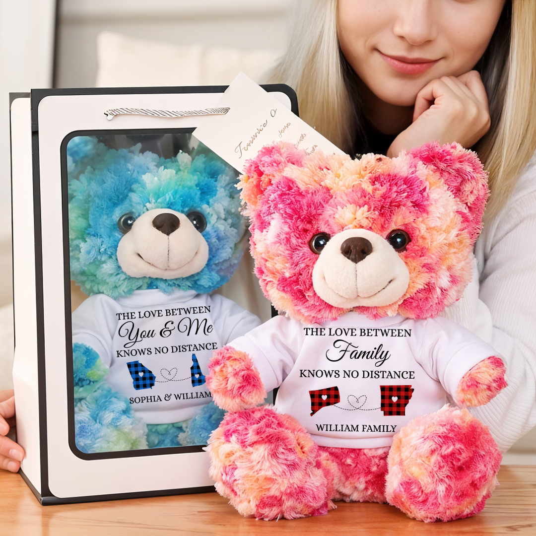 Love Knows No Distance - Teddy Bear With Personalized Photo Shirt