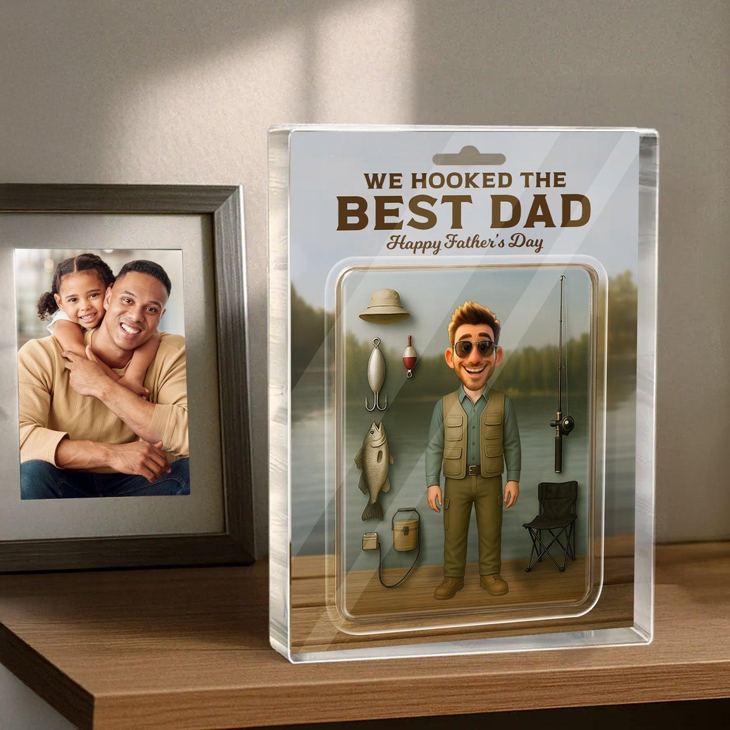 We Hook The Best Dad - Personalized Custom 3D Inflated Effect - Acrylic Block Plaque