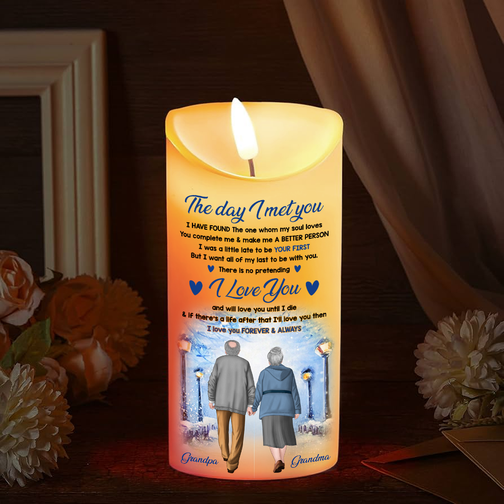 The Day I Meet You LED Candle - Personalized Flameless LED Candle - Christmas Gift