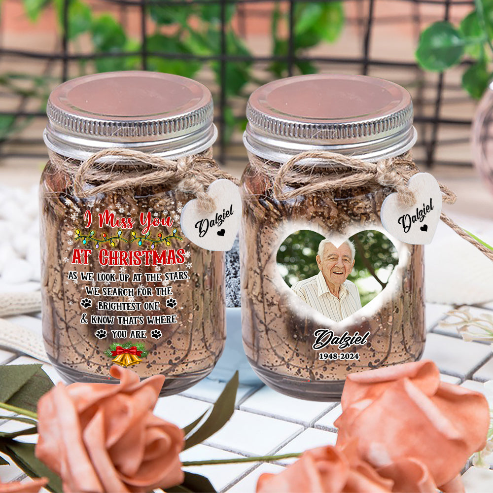 Personalized Mason Jar Light - Memorial Christmas Gifts for Family Members - Mason Jar Night light