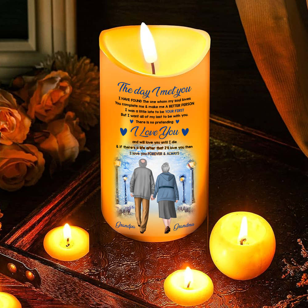 The Day I Meet You LED Candle - Personalized Flameless LED Candle - Christmas Gift