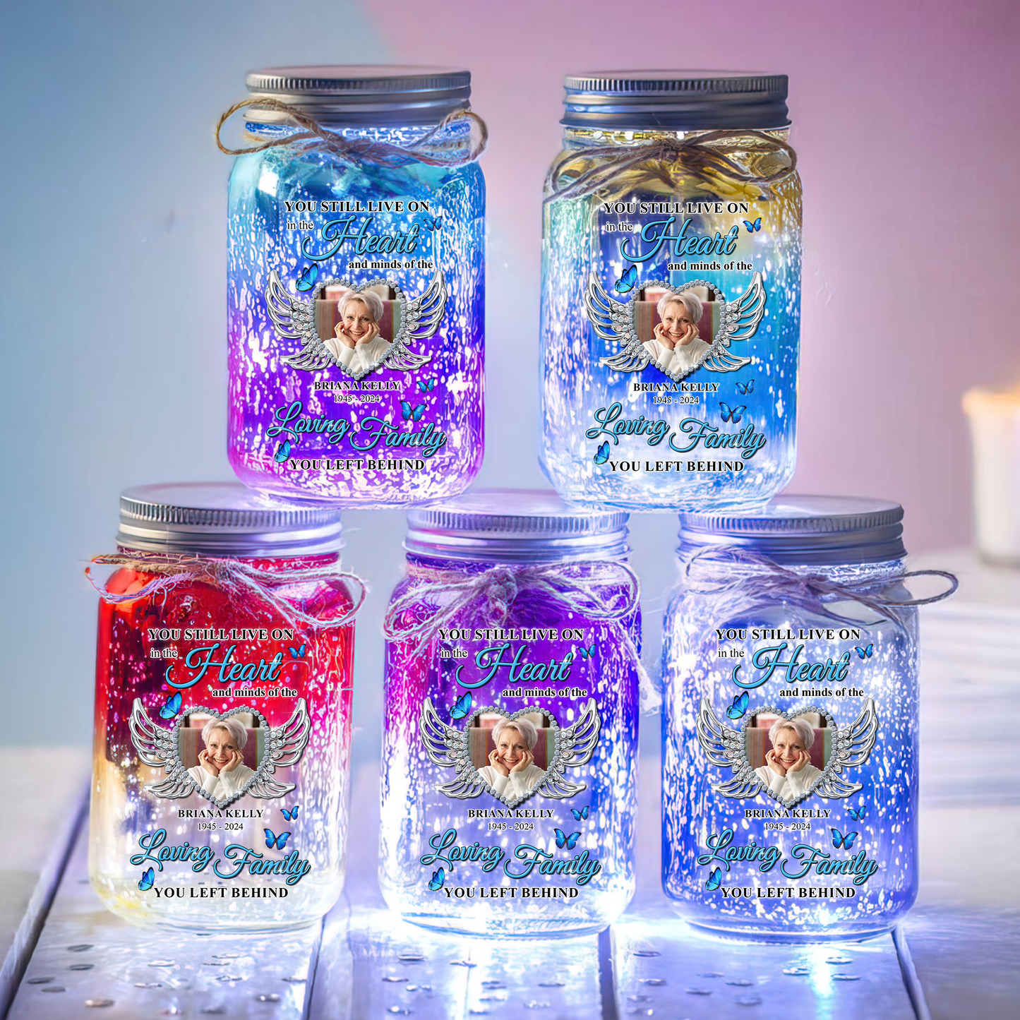 Once By My Side Forever In My Heart - Your Light Will Always Shine Memorial Jar Light - Personalized Mason Jar Light