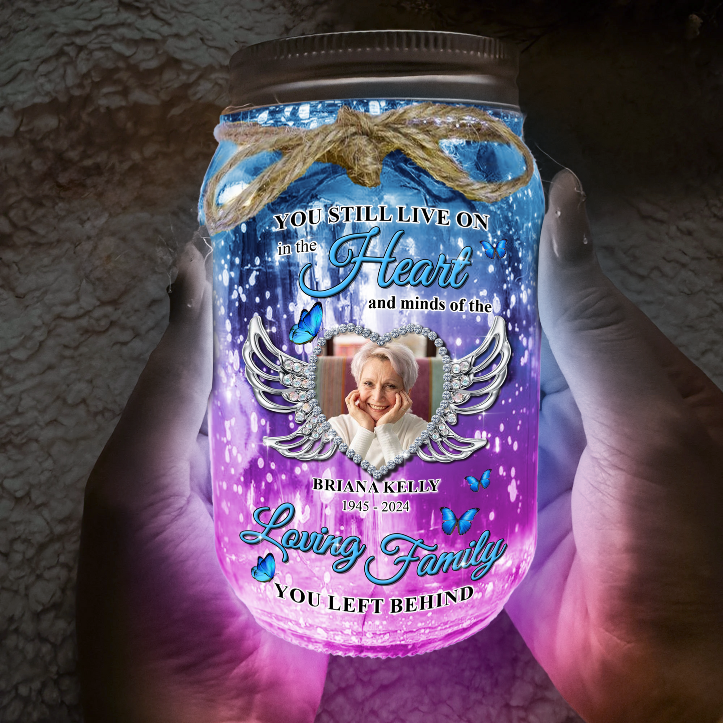 Once By My Side Forever In My Heart - Your Light Will Always Shine Memorial Jar Light - Personalized Mason Jar Light
