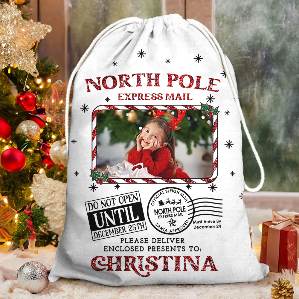 Custom Photo North Pole Christmas Bag - Personalized Custom Christmas Sack