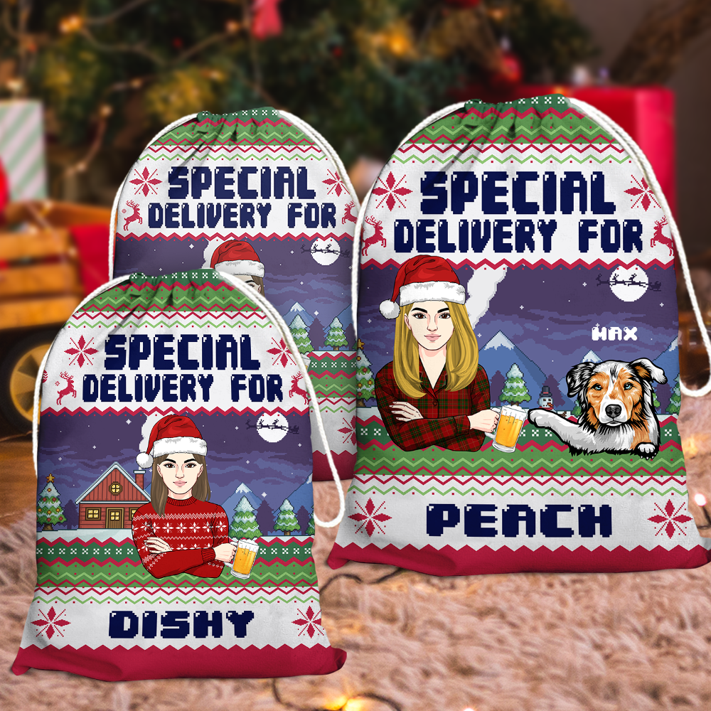 Christmas Santa Sack - Personalized Special Delivery Christmas Bag - Christmas Gift Bag