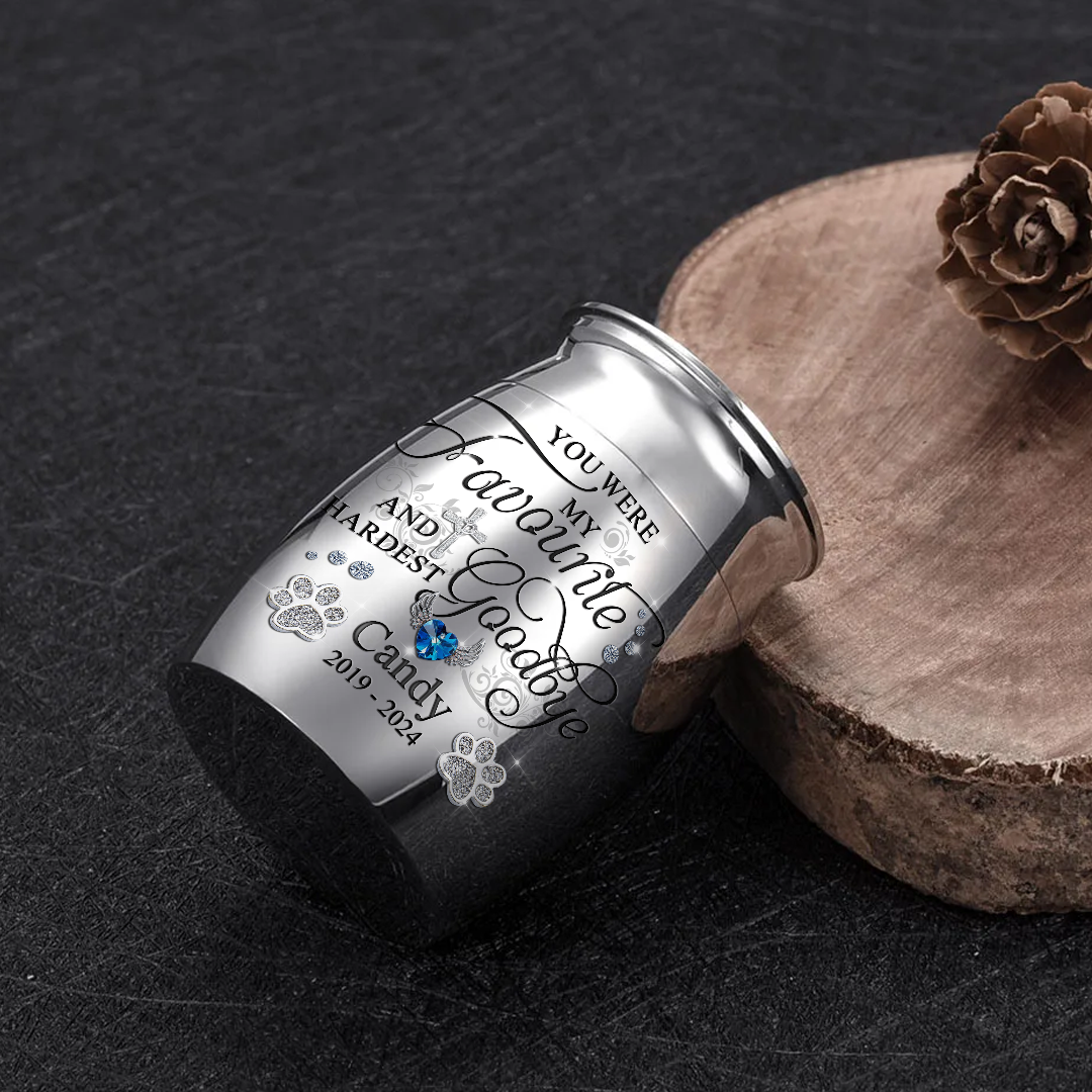You Left Pawprints In My Heart I will carry You With Me - Mini Keepsake Urn for Ashes - Memorial Gift