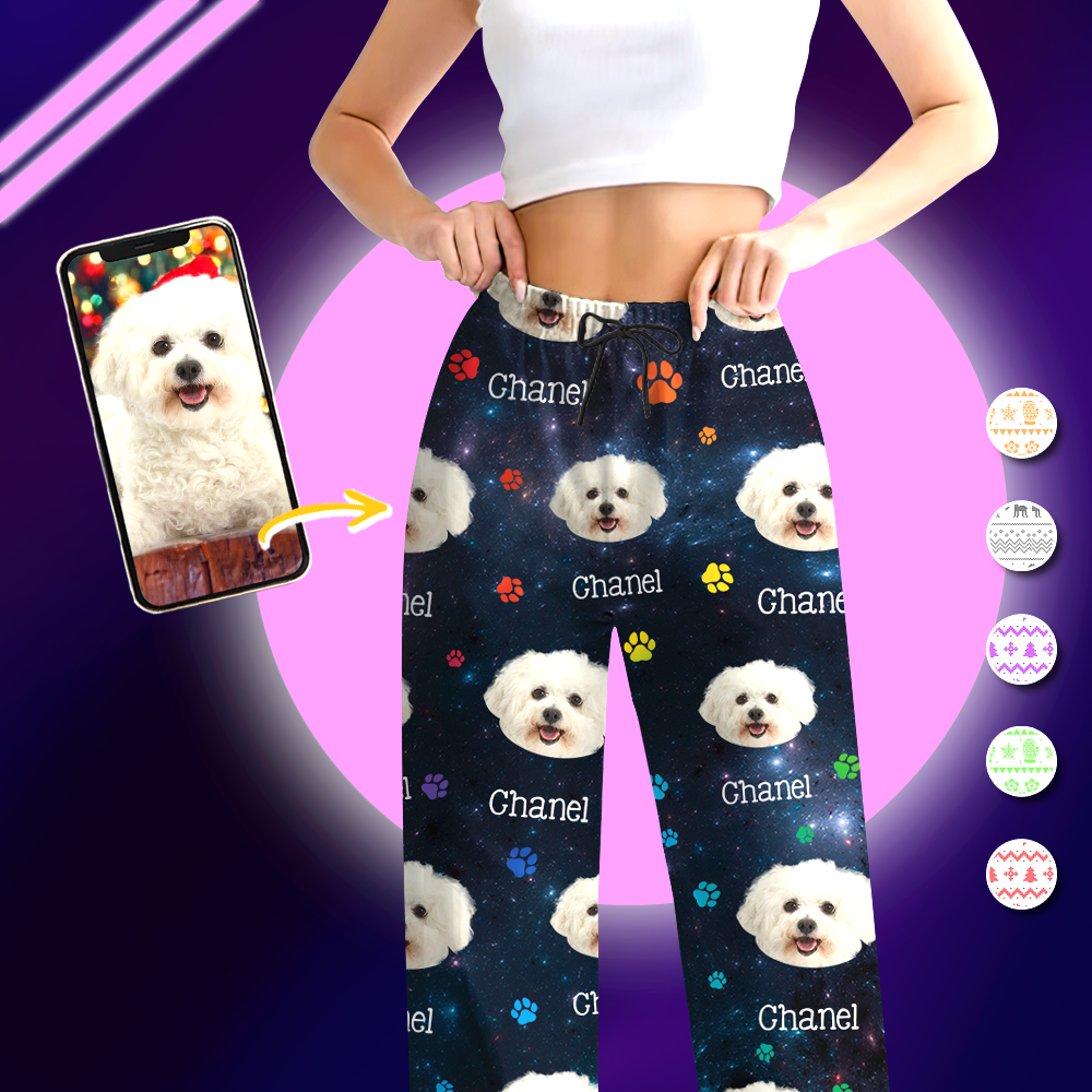 Galaxy Pajama Set - Personalized Pajamas with Dog Paw Photo - Christmas Pajamas