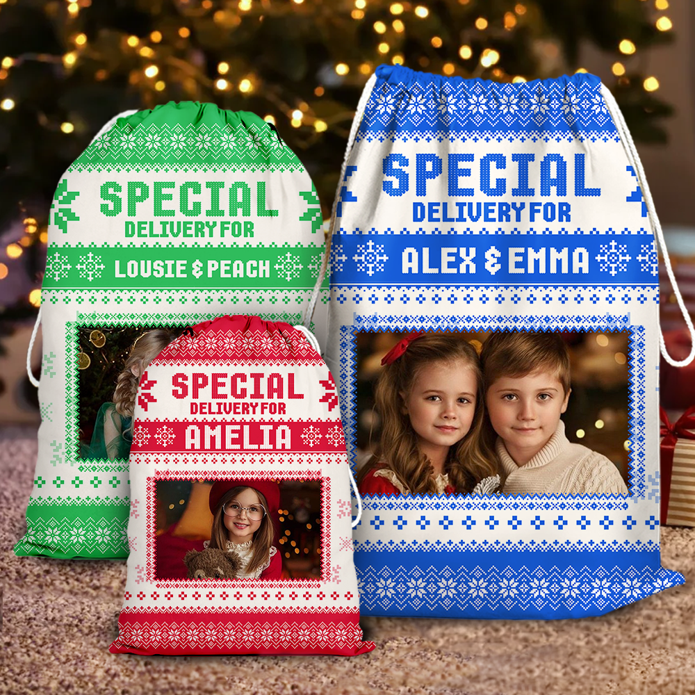 Custom Name Christmas Bag - Personalized Christmas Gift Bag for Kids and Adults - Santa Bag Christmas