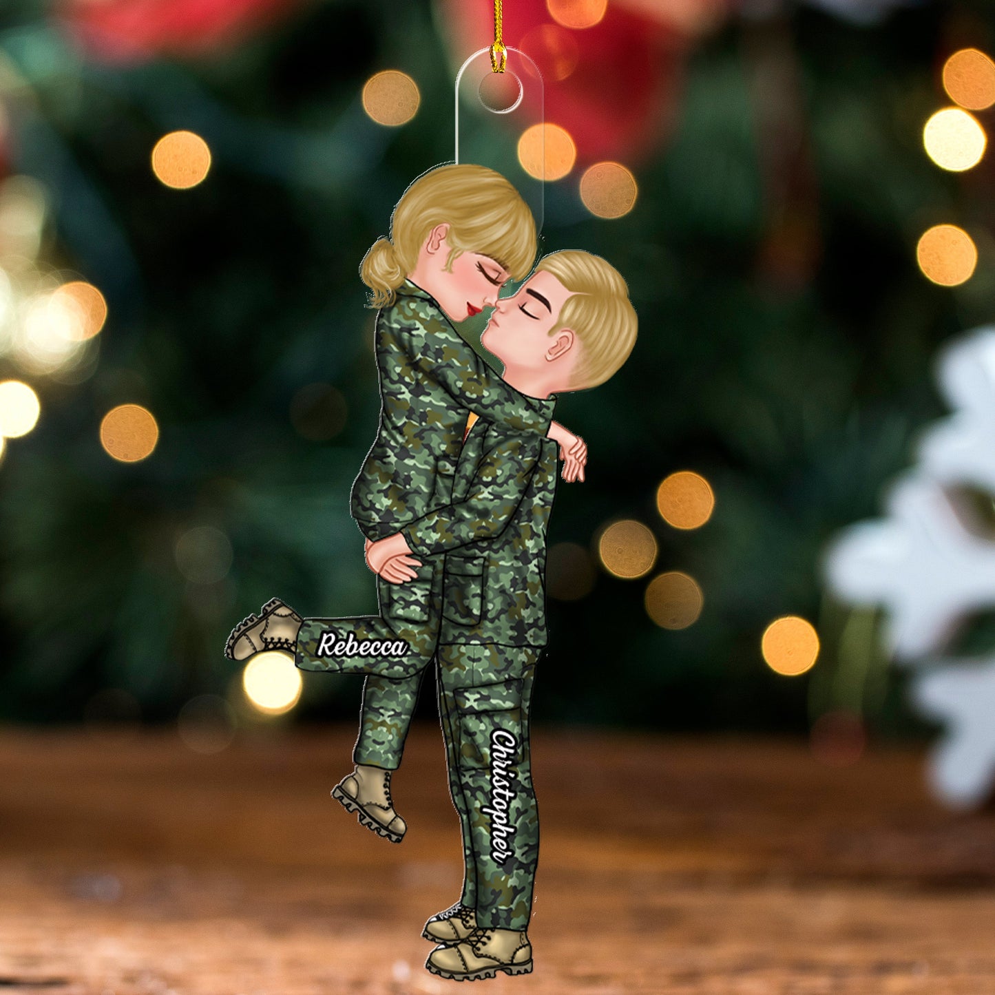 Couple In Christmas Custom Gifts For Husband And Wife Uniform - Personalized Custom Shape Acrylic Ornament