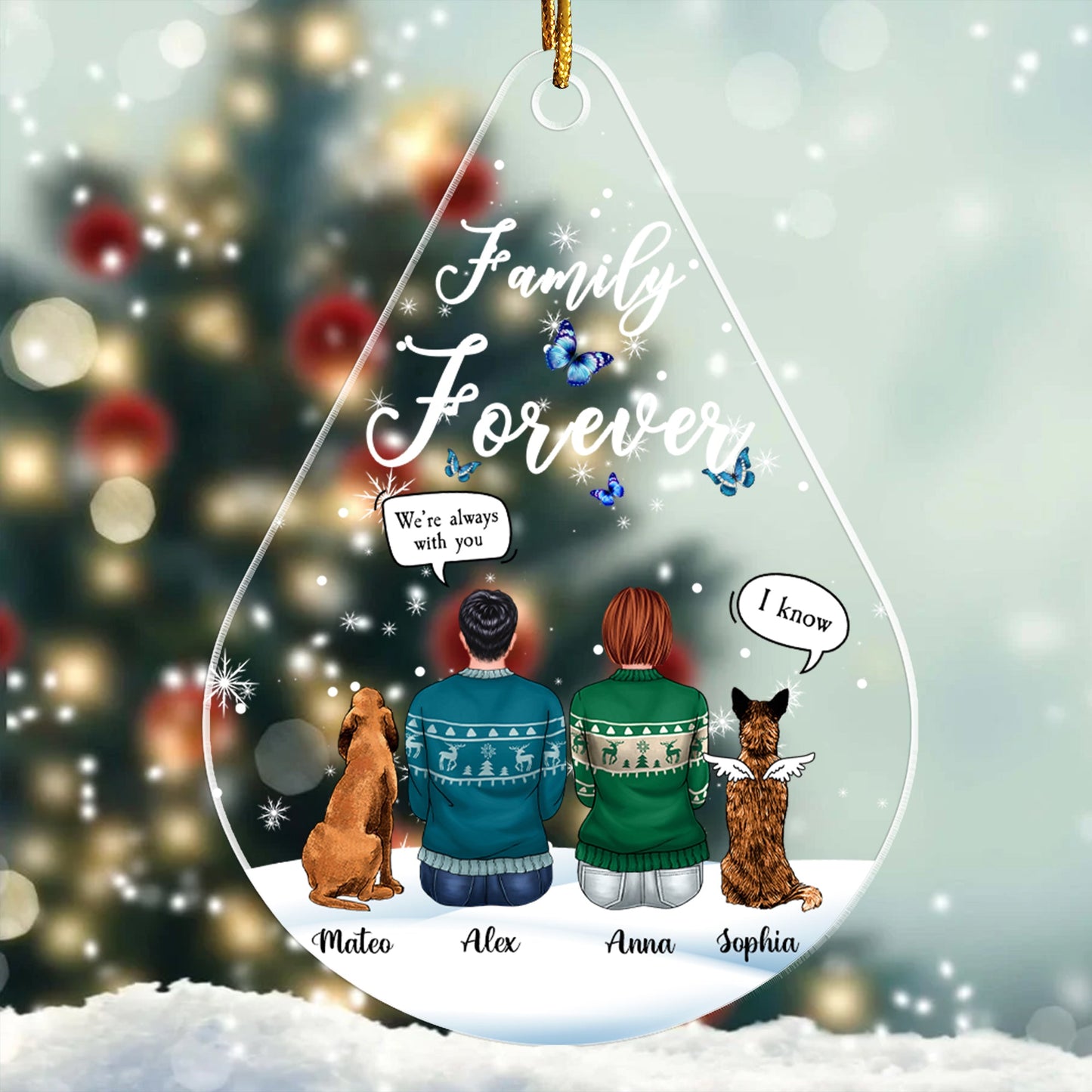 Family Forever Memorial Ornament - Personalized Custom Shape Acrylic Ornament
