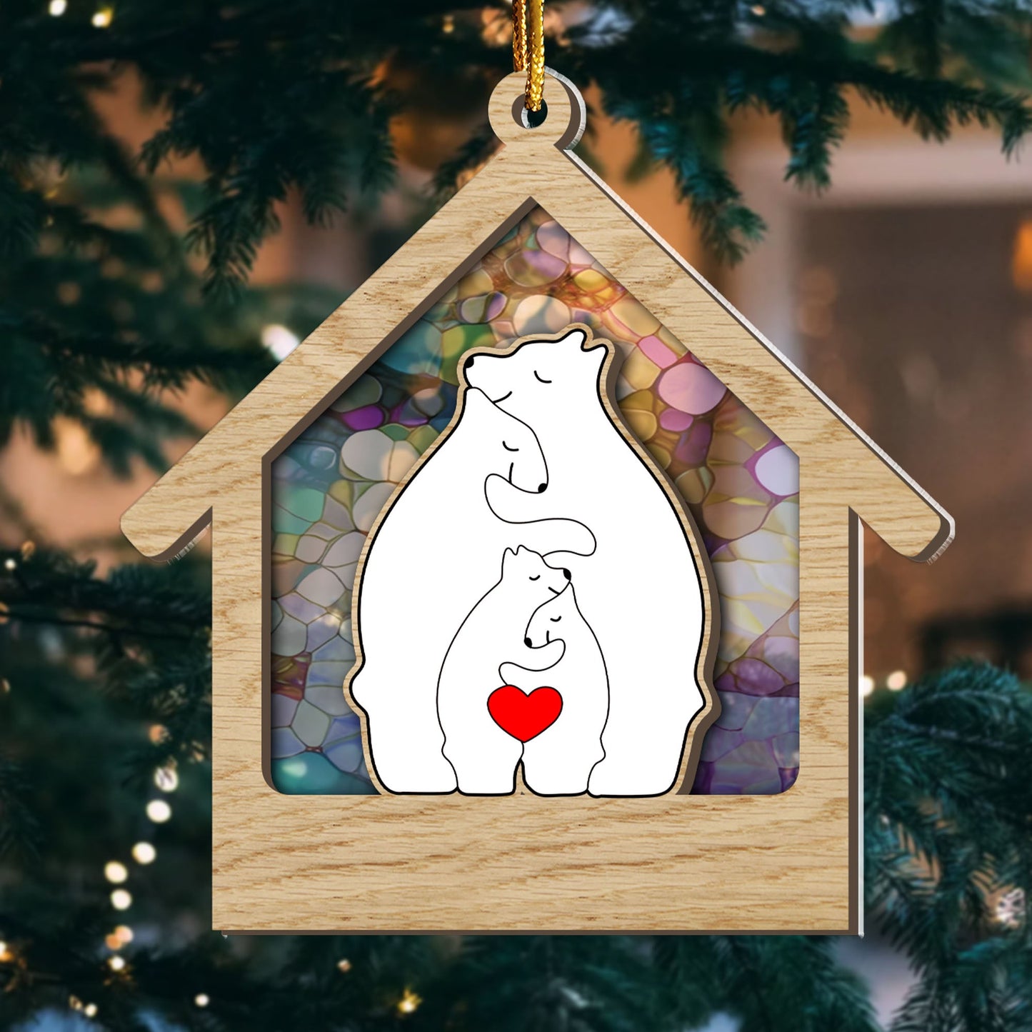Wooden Bear Christmas Ornament - Custom Shape Wood and Acrylic Ornament