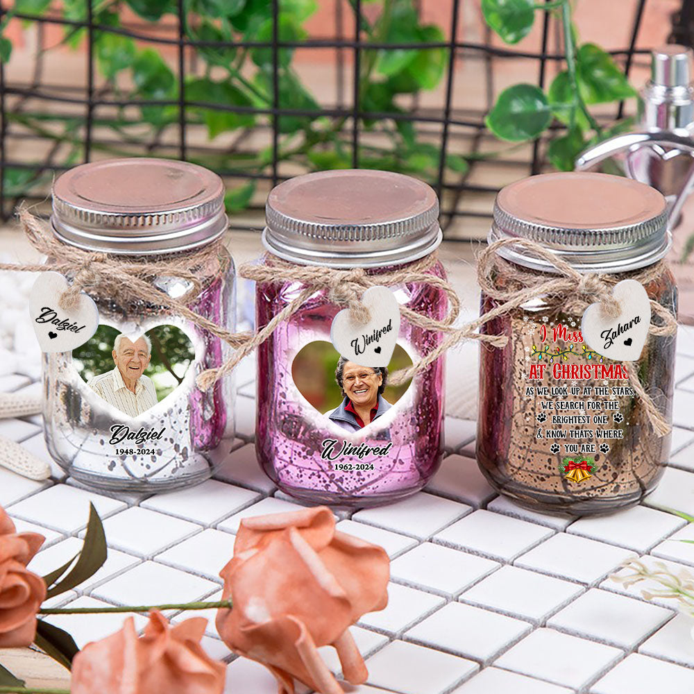 Personalized Mason Jar Light - Memorial Christmas Gifts for Family Members - Mason Jar Night light