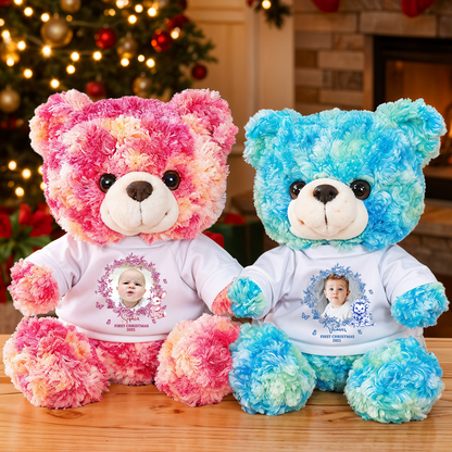 Custom Photo Baby Christmas - Teddy Bear With Personalized Photo Shirt