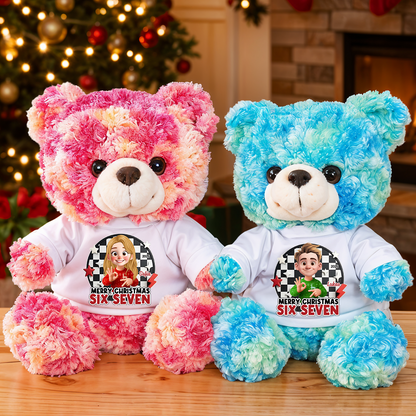 Funny Six Seven Christmas - Teddy Bear With Personalized Photo Shirt