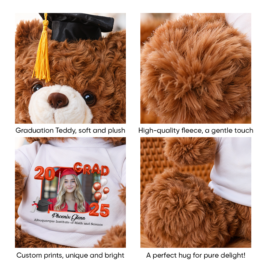 2025 Grad Bear With Cap - Teddy Bear With Personalized Shirt