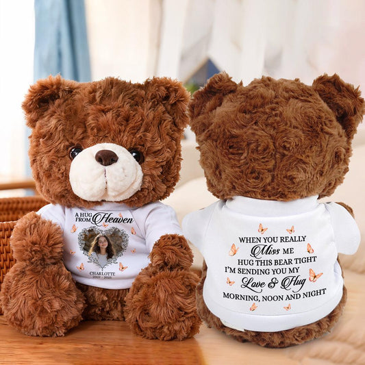 Hug This Memorial Bear - Teddy Bear With Personalized Photo Shirt