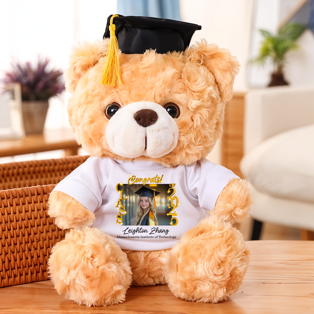 Class Of 2025 Graduate Bear With Cap - Teddy Bear With Personalized Shirt