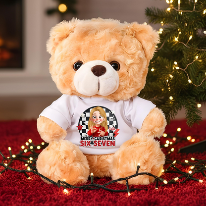 Funny Six Seven Christmas - Teddy Bear With Personalized Photo Shirt