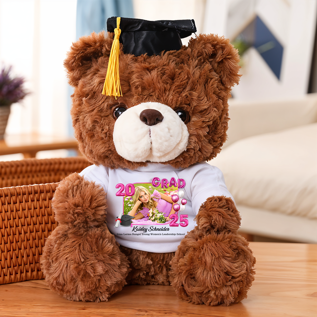 2025 Grad Bear With Cap - Teddy Bear With Personalized Shirt