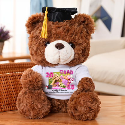 2025 Grad Bear With Cap - Teddy Bear With Personalized Shirt