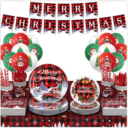 Christmas Plates and Napkins Set, Disposable Paper Plate Sets with