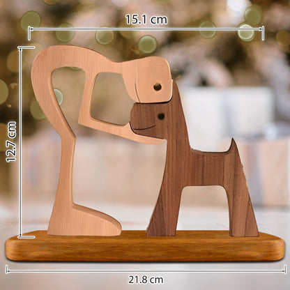 Personalized Custom Wooden Pet Carvings With Base - Wooden Puzzle With Custom Name - Carved Wood Decor