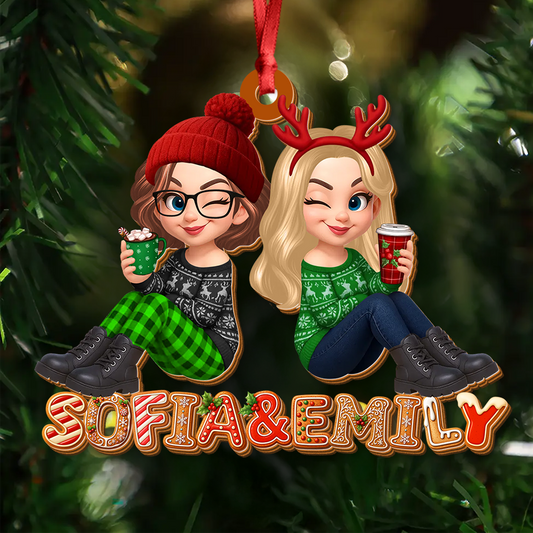 Custom Besties Name Wood Ornament - Wood Ornament 2 Layered