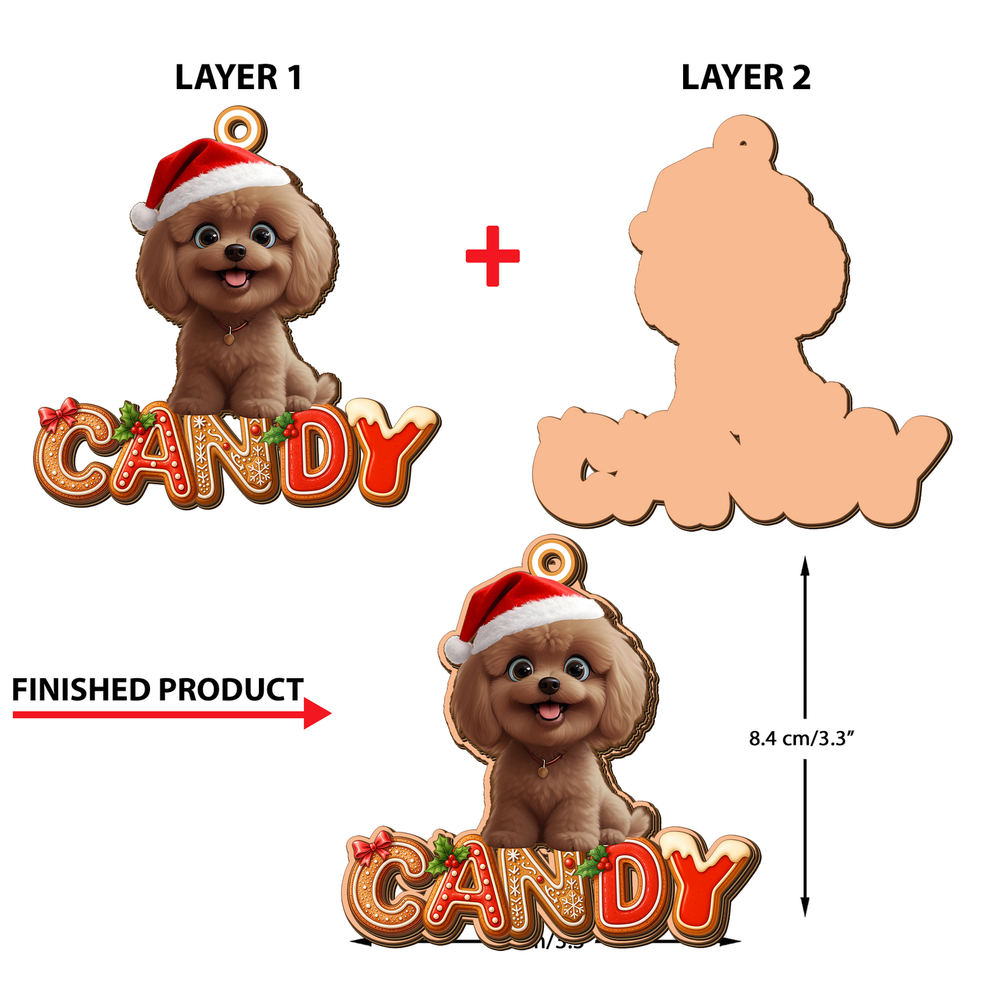 Custom Dog Name Cookies Alphabet Merry Christmas - Wood Ornament 2 Layered