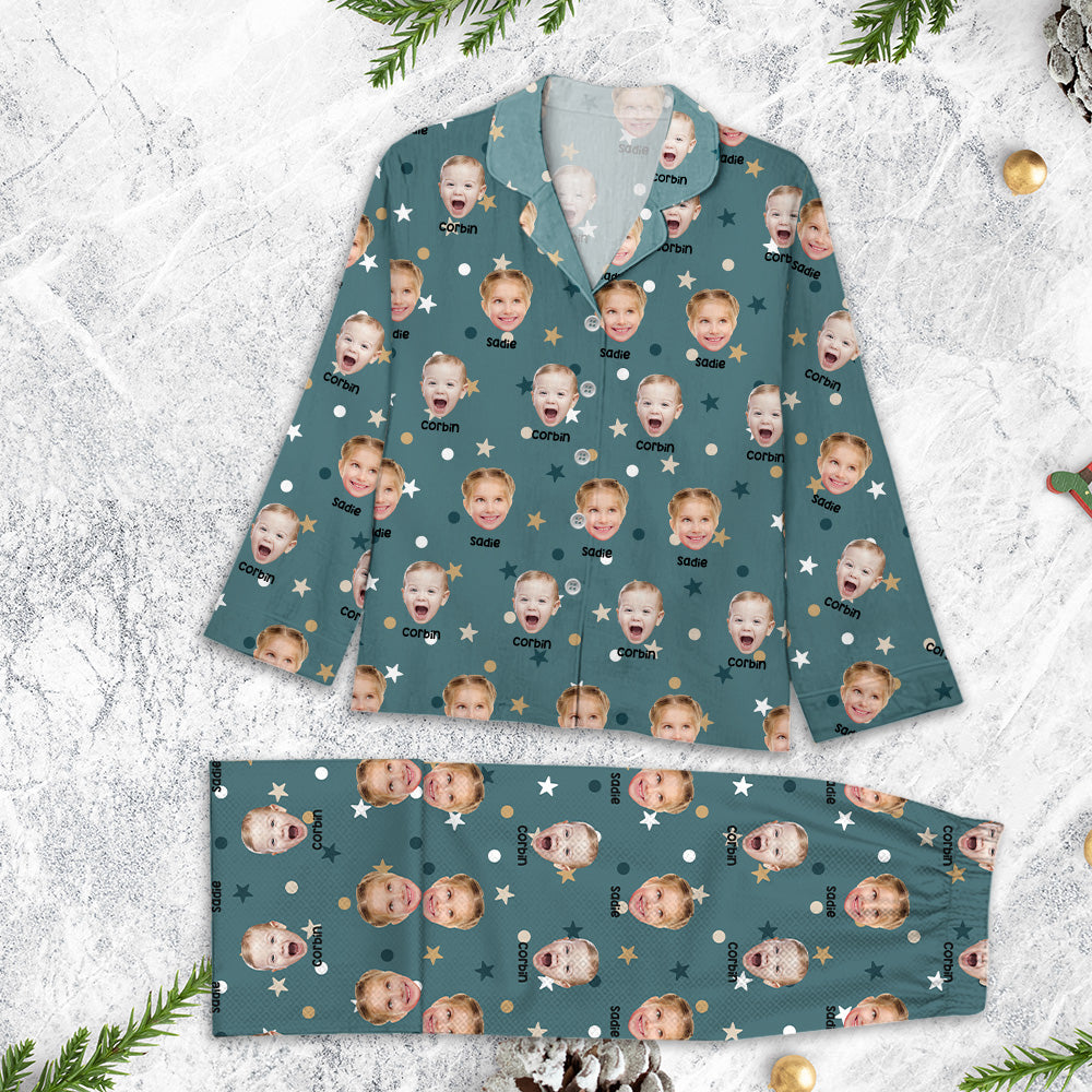 Custom Photo Name Pajamas Set - Personalize Christmas Pajamas SleepShirt - Matching Pajamas