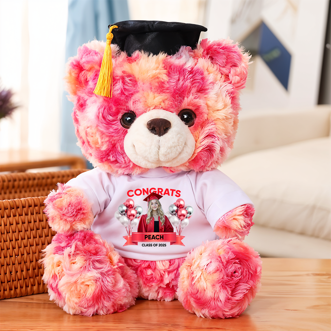 Class Of 2025 Congrats Graduate Bear With Cap - Teddy Bear With Personalized Shirt