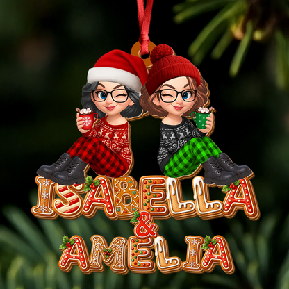 Custom Besties Name Wood Ornament - Wood Ornament 2 Layered