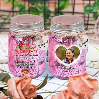 Personalized Mason Jar Light - Memorial Christmas Gifts for Family Members - Mason Jar Night light