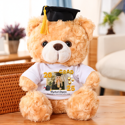 2025 Grad Bear With Cap - Teddy Bear With Personalized Shirt