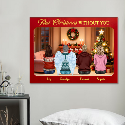 First Christmas Without You - Memorial Personalized Custom Horizontal Canvas - Gift For Family Members