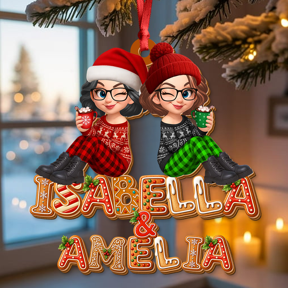 Custom Besties Name Wood Ornament - Wood Ornament 2 Layered