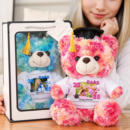 2025 Grad Bear With Cap - Teddy Bear With Personalized Shirt