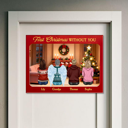 First Christmas Without You - Memorial Personalized Custom Horizontal Canvas - Gift For Family Members