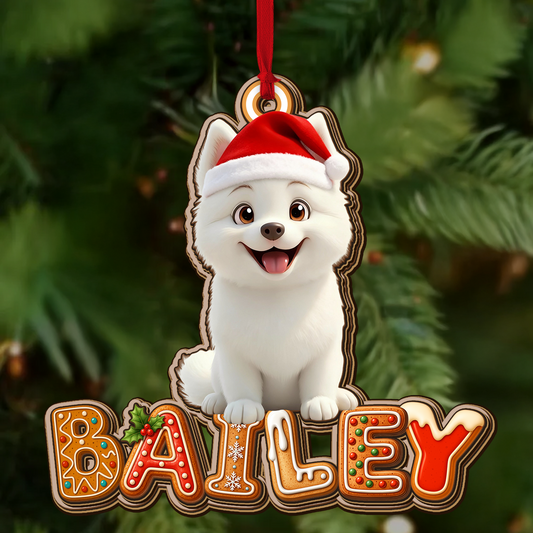 Custom Dog Name Cookies Alphabet Merry Christmas - Wood Ornament 2 Layered