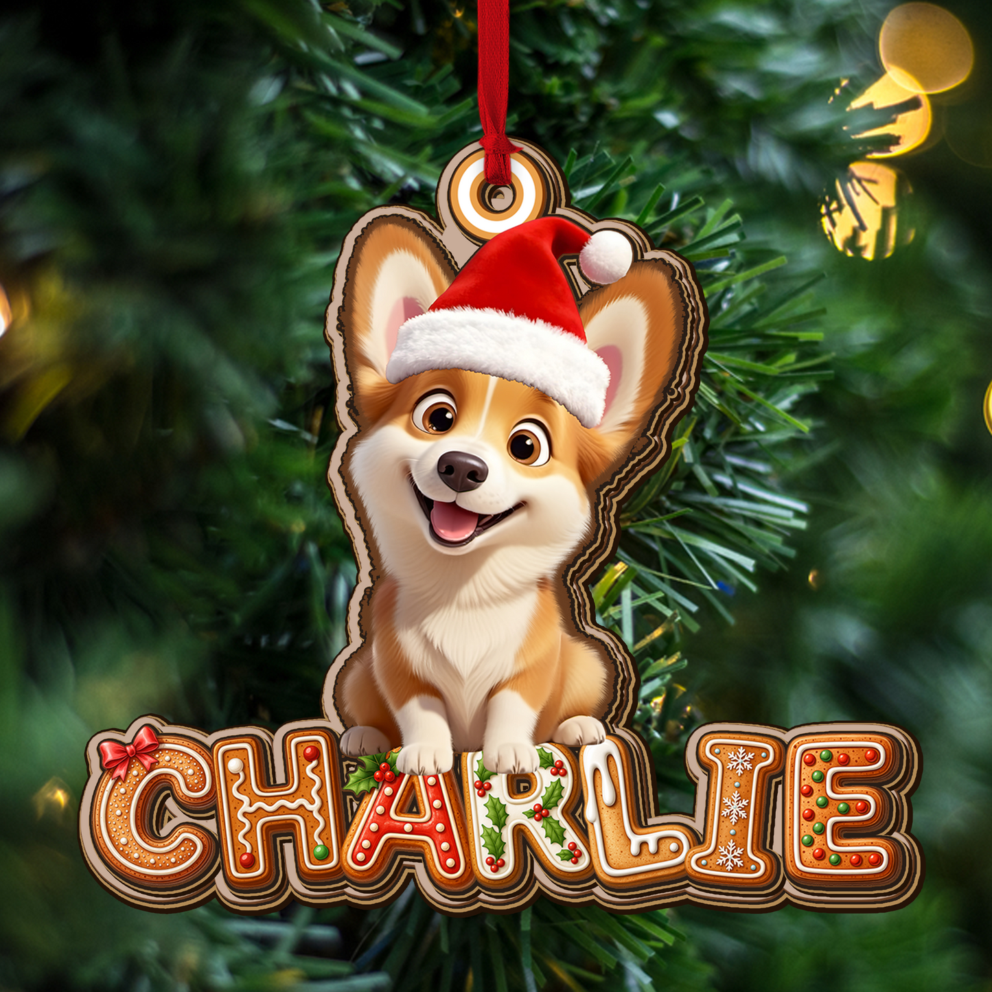 Custom Dog Name Cookies Alphabet Merry Christmas - Wood Ornament 2 Layered
