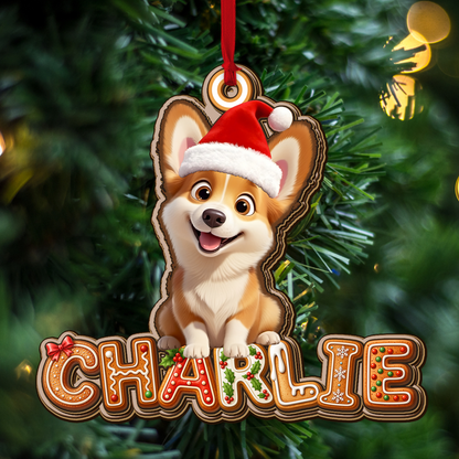 Custom Dog Name Cookies Alphabet Merry Christmas - Wood Ornament 2 Layered