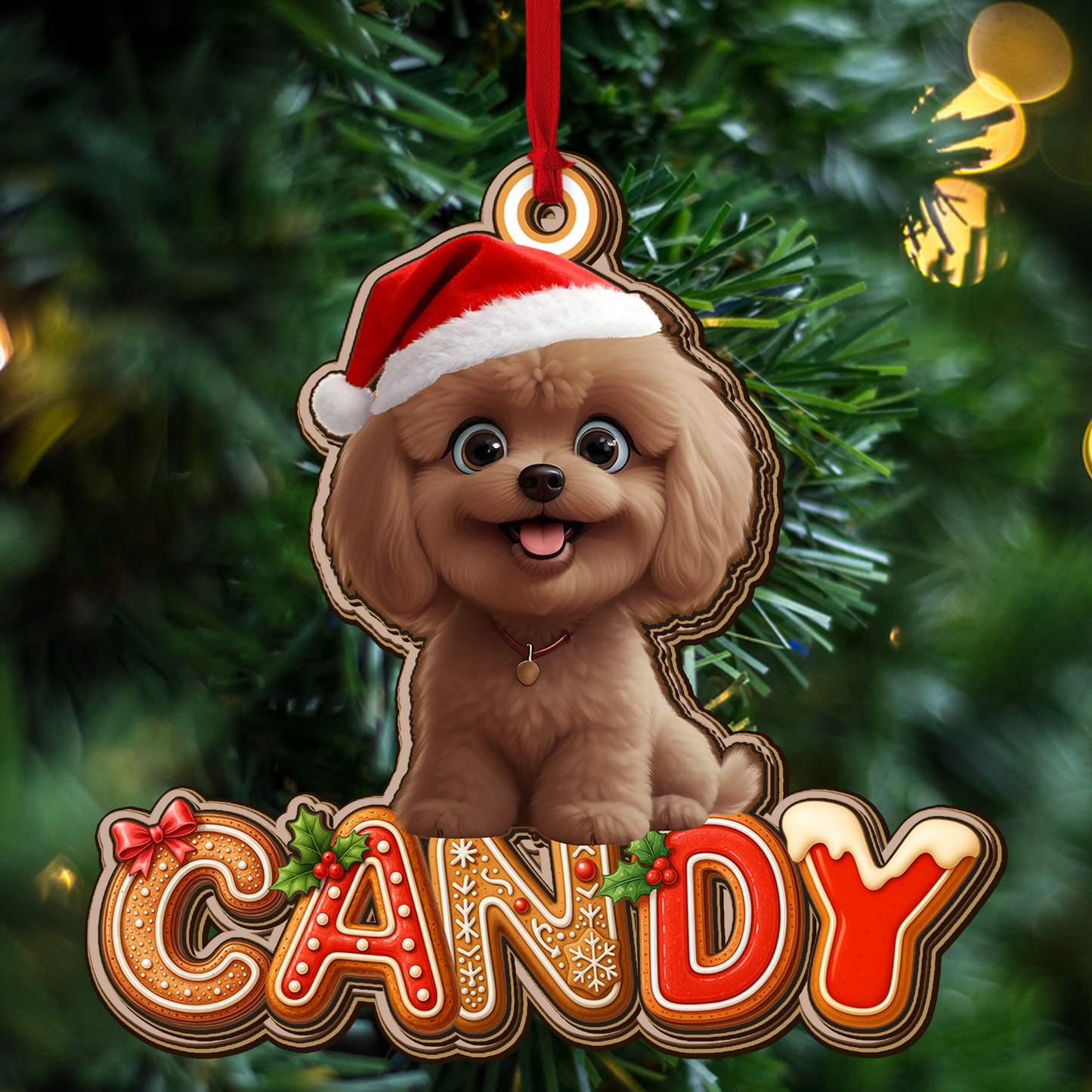 Custom Dog Name Cookies Alphabet Merry Christmas - Wood Ornament 2 Layered