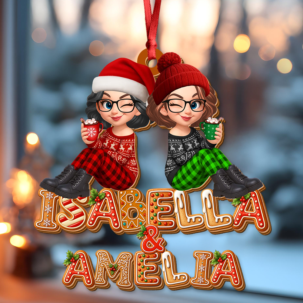 Custom Besties Name Wood Ornament - Wood Ornament 2 Layered