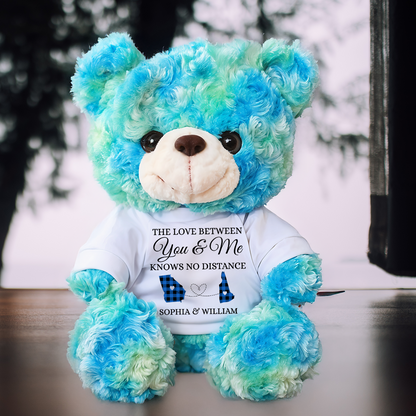 Love Knows No Distance - Teddy Bear With Personalized Photo Shirt