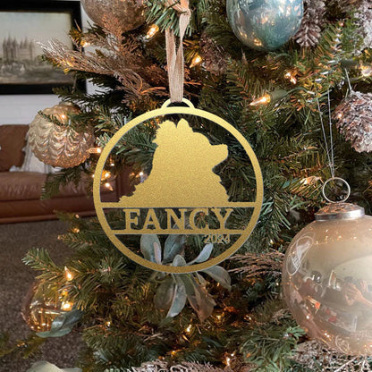 Personalized Pet Shape Metal Ornaments - Custom Dog Christmas Tree Ornaments - Stainless Steel Ornament